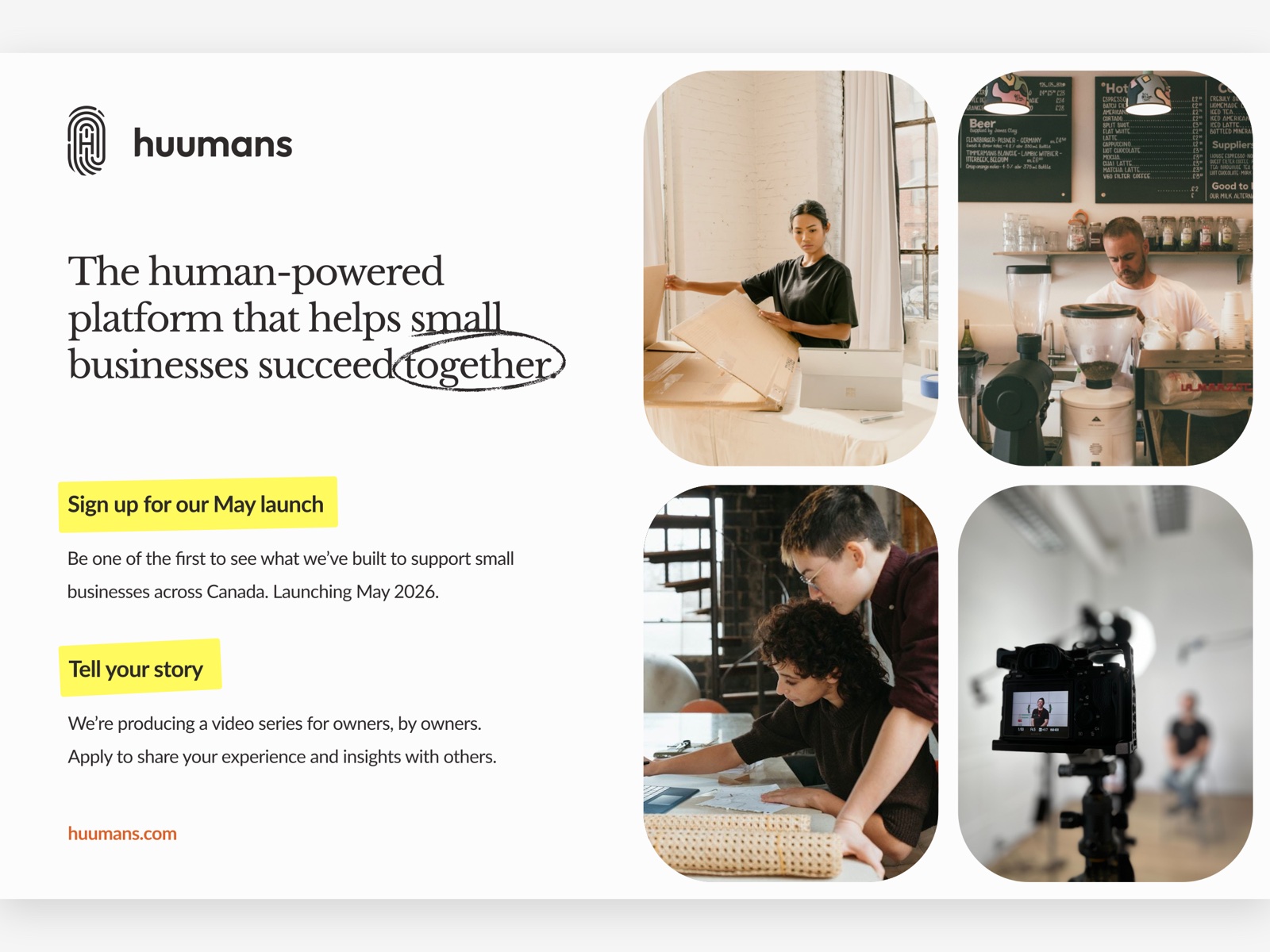 Huumans — A curated team for a platform launch